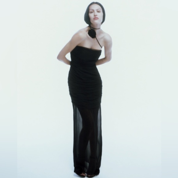 black tulle dress zara Zara Gown with English Net Skirt